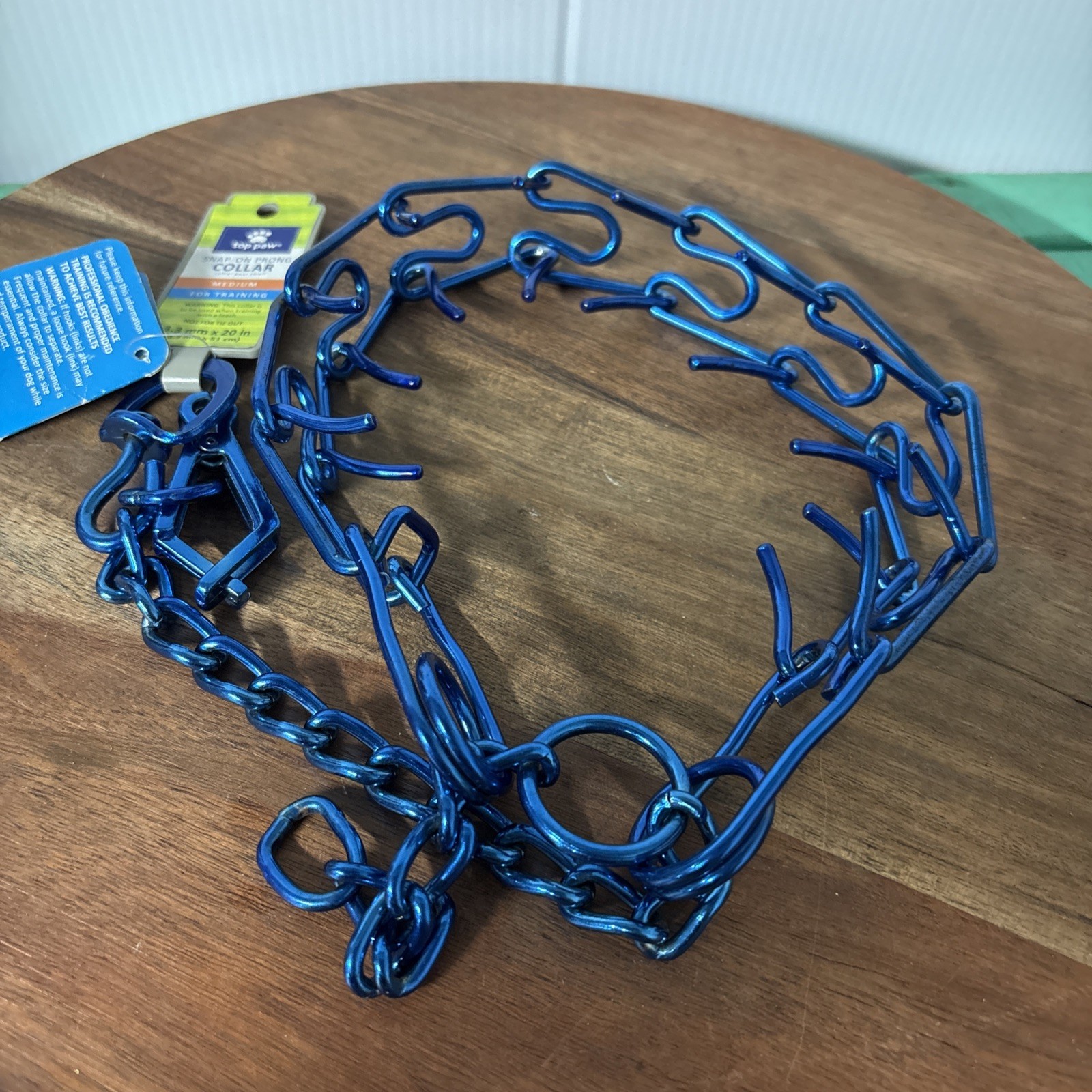 20" Dog Training Collar Prongs Clip Medium-Large Dogs, Silver Buckle, NO PULL