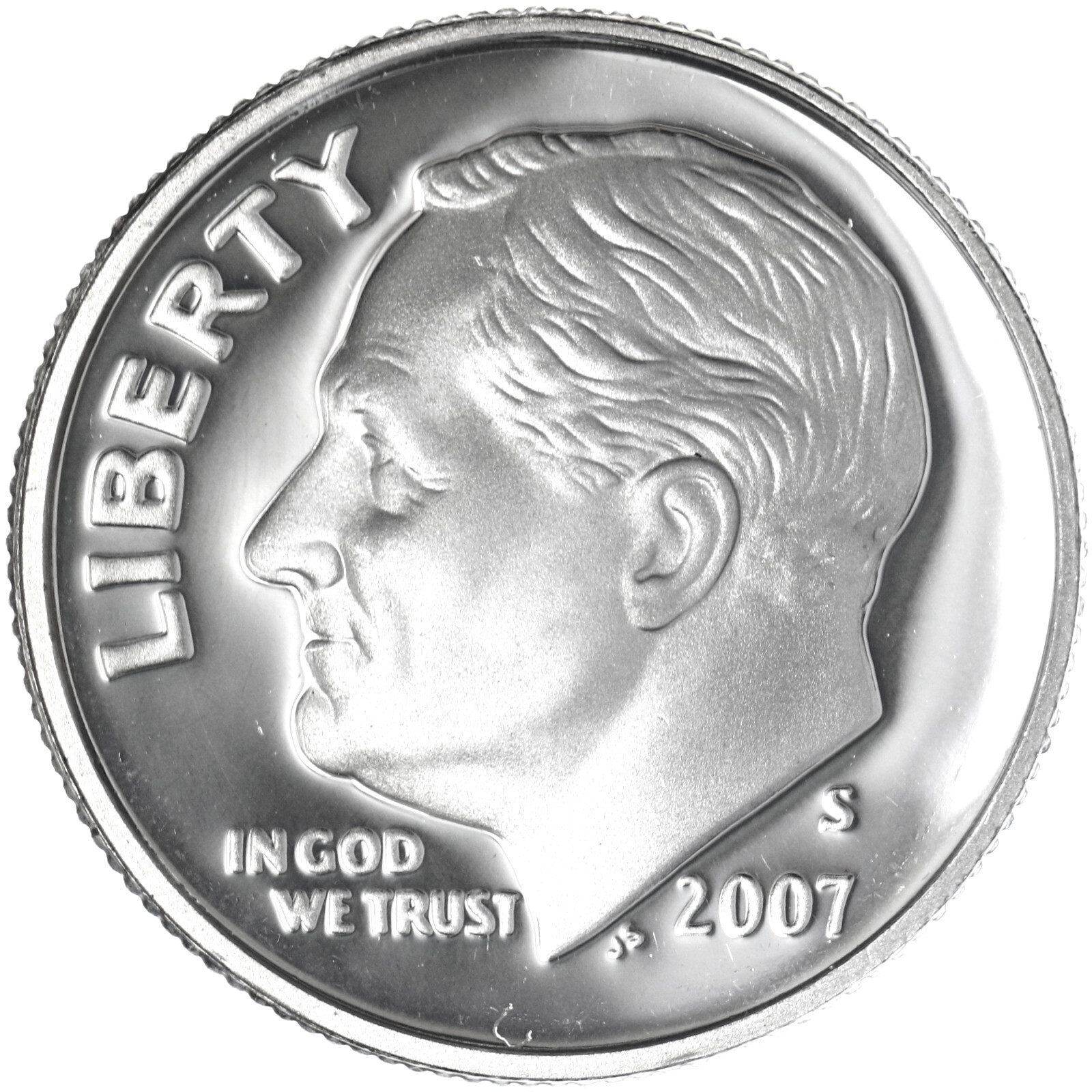 2007 S Roosevelt Dime Gem DCam Proof 90% Silver