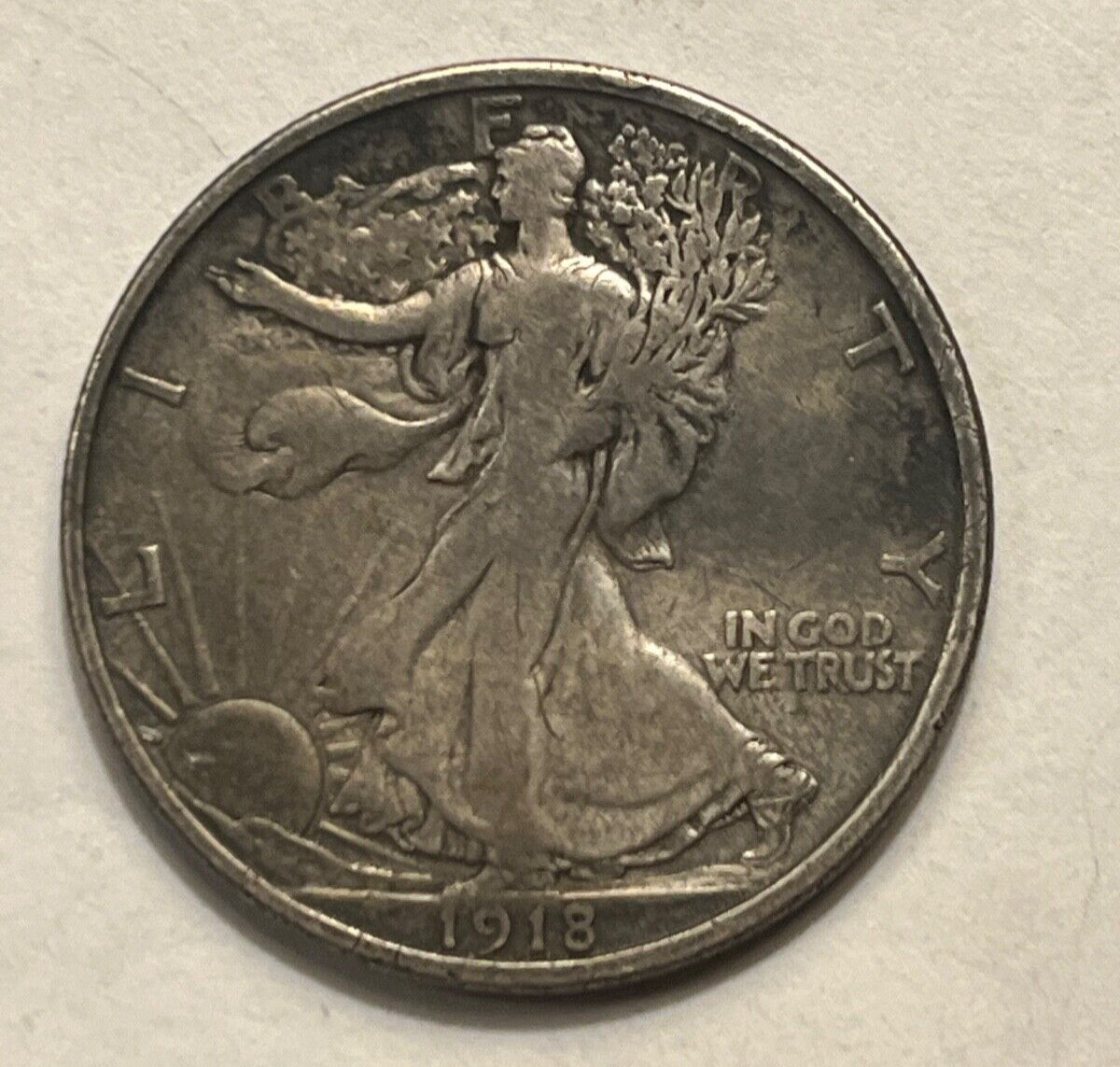 1918-d Walking Liberty Half dollar , VF, better date & grade & date