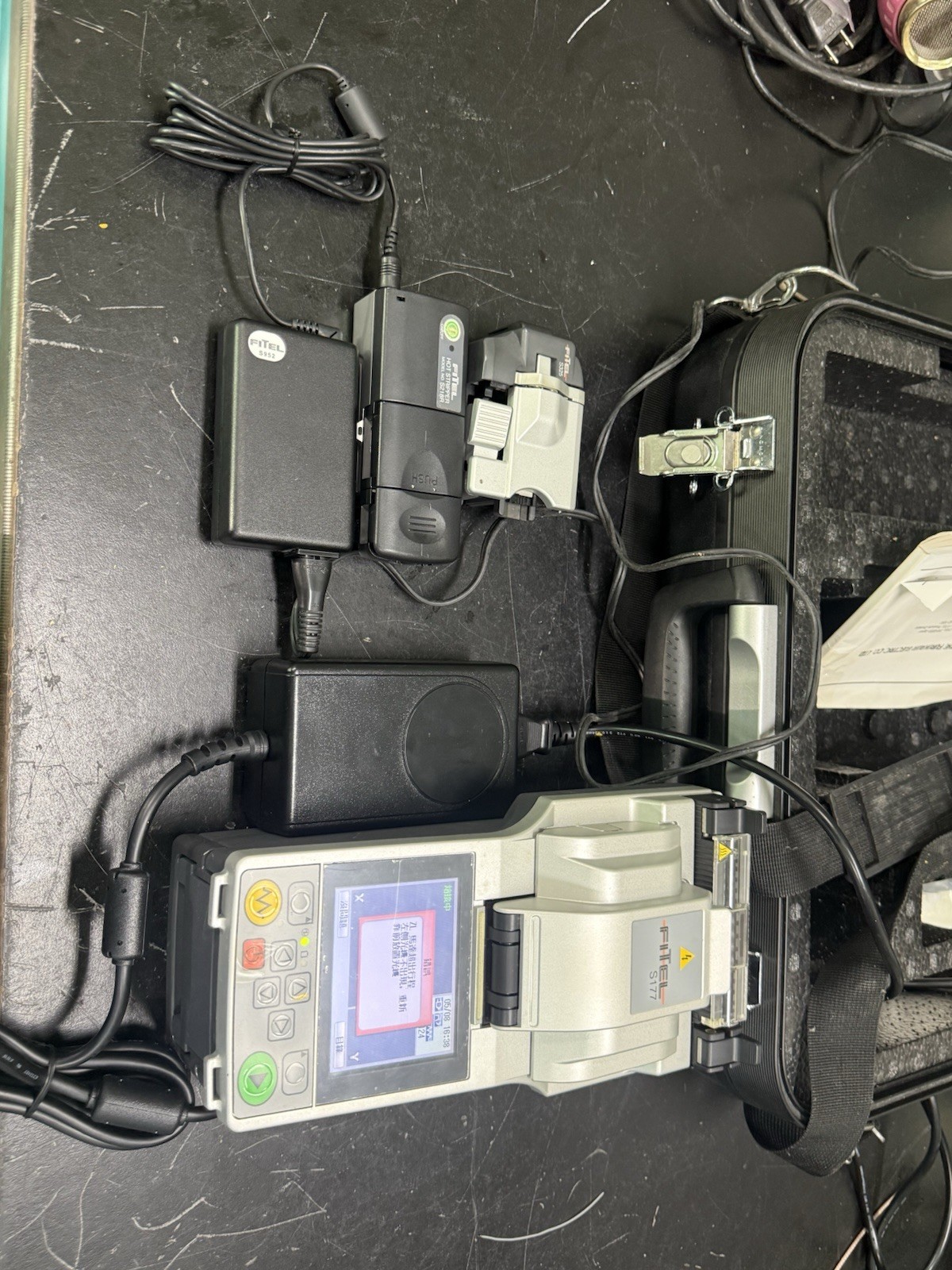 FITEL S177A Fusion Splicer CCD Tested w/ S325 S218R AC Adapter Case As-Is