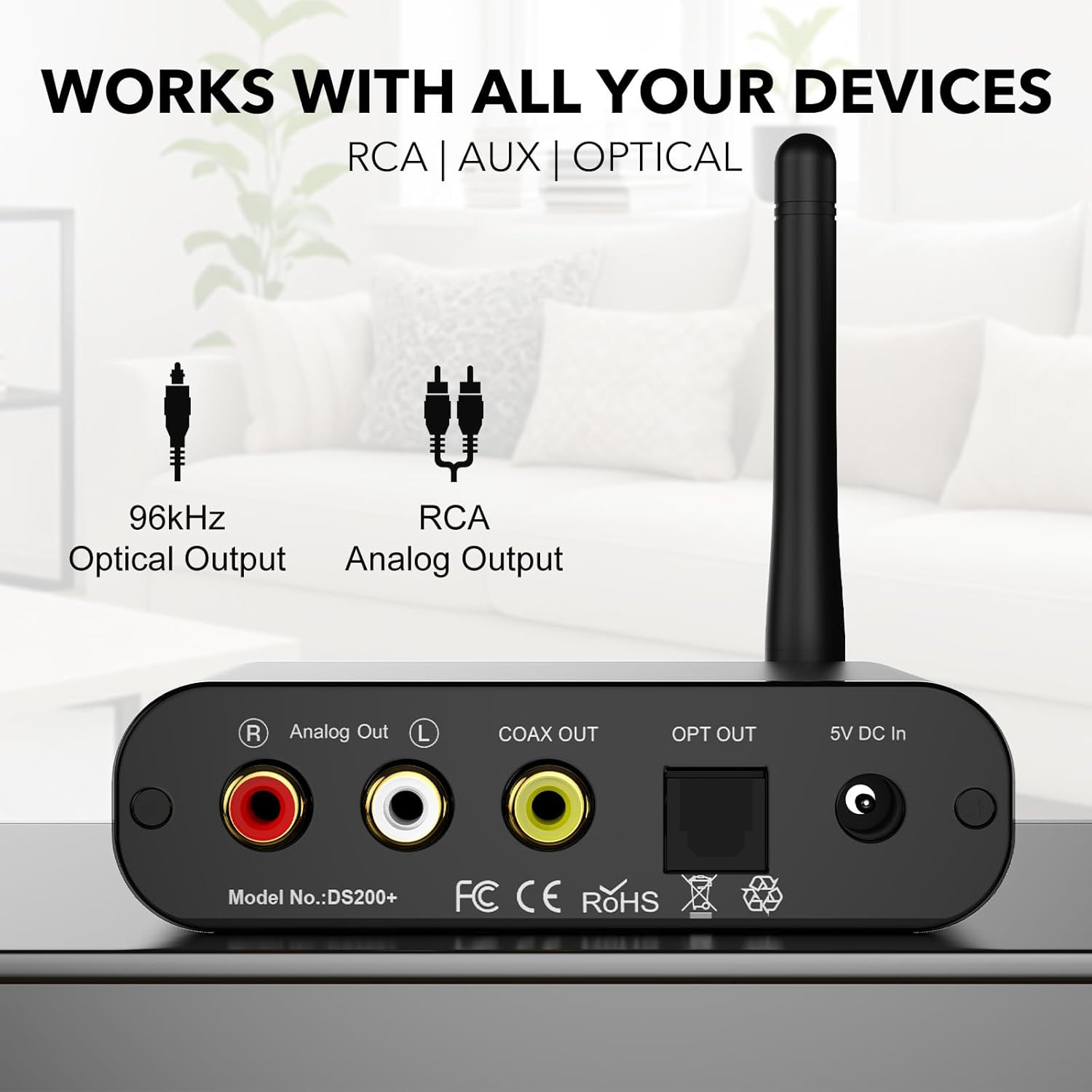 Bluetooth Receiver for Home Stereo, Long Range Wireless Audio Adapter, Bluetooth