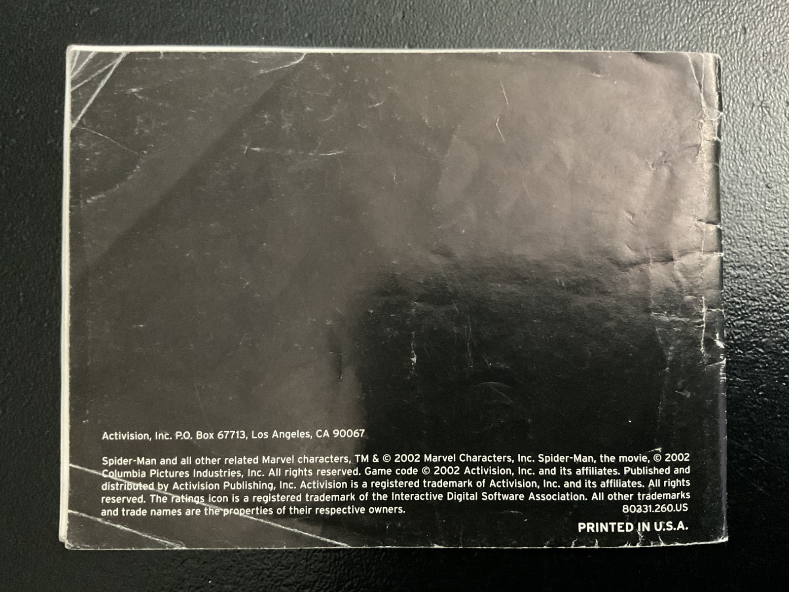 Spider-Man 1 GameBoy Advance GBA Instruction Manual Only