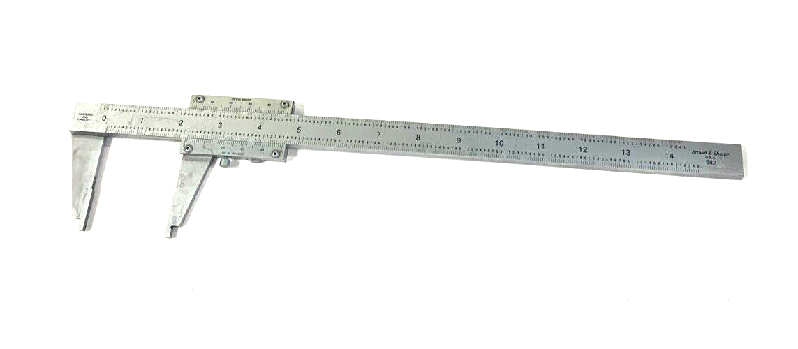 BROWN & SHARPE 0-14" CALIPER USA 582 .001" INSIDE .001" OUTSIDE - 16"x1"x3-1/4"