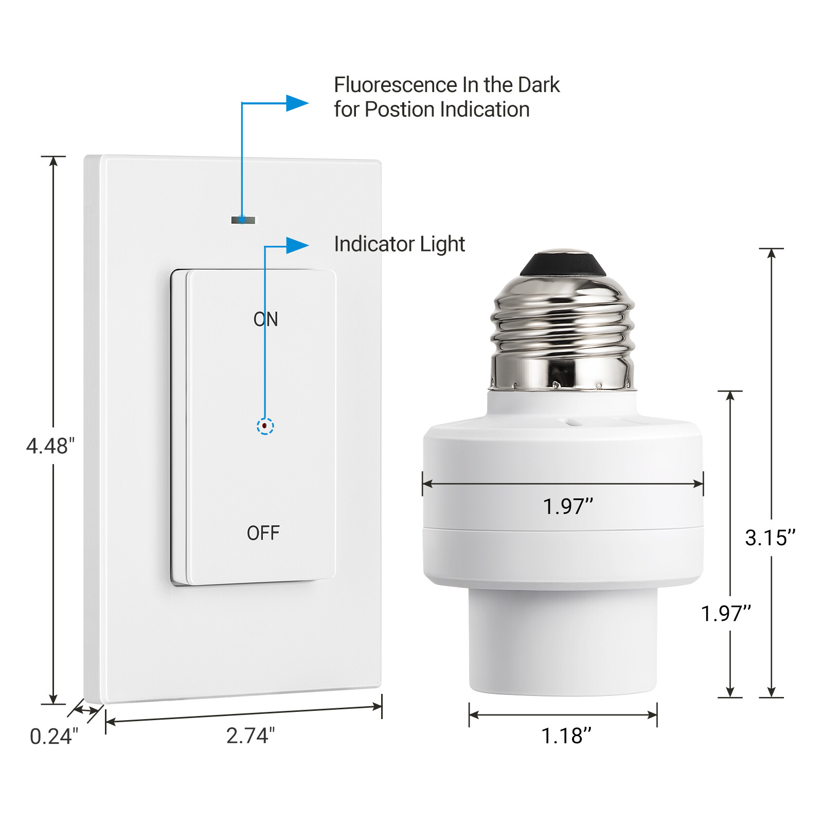 DEWENWILS Remote Control Light Socket, Wall Mounted Wireless Light Switch 100FT