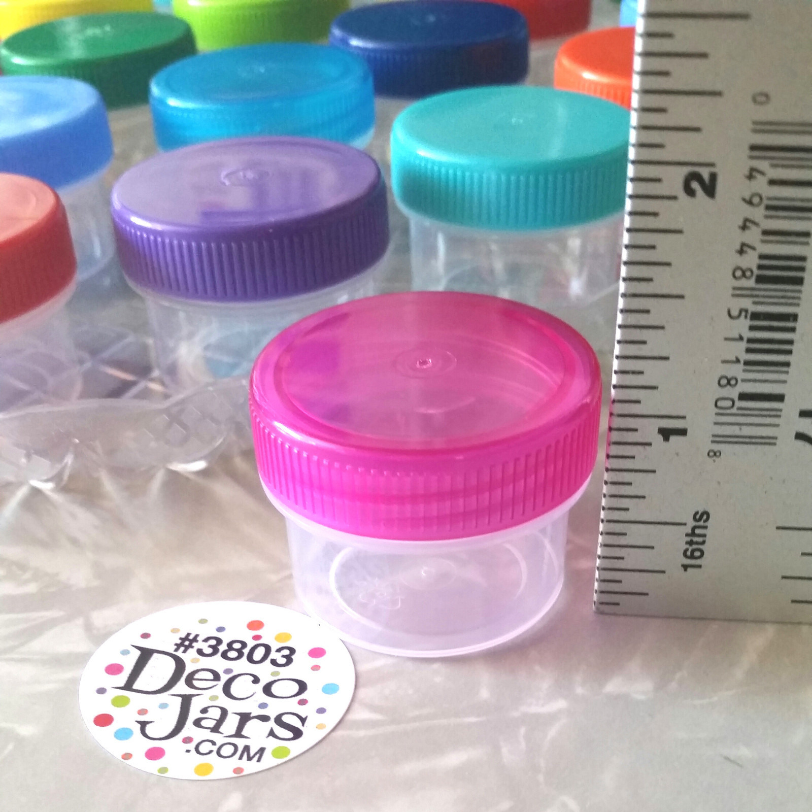 NEW 20 CLEAR Jars Color Lids 1/2 oz #3803 Container Makeup Sample Skin Herbs USA