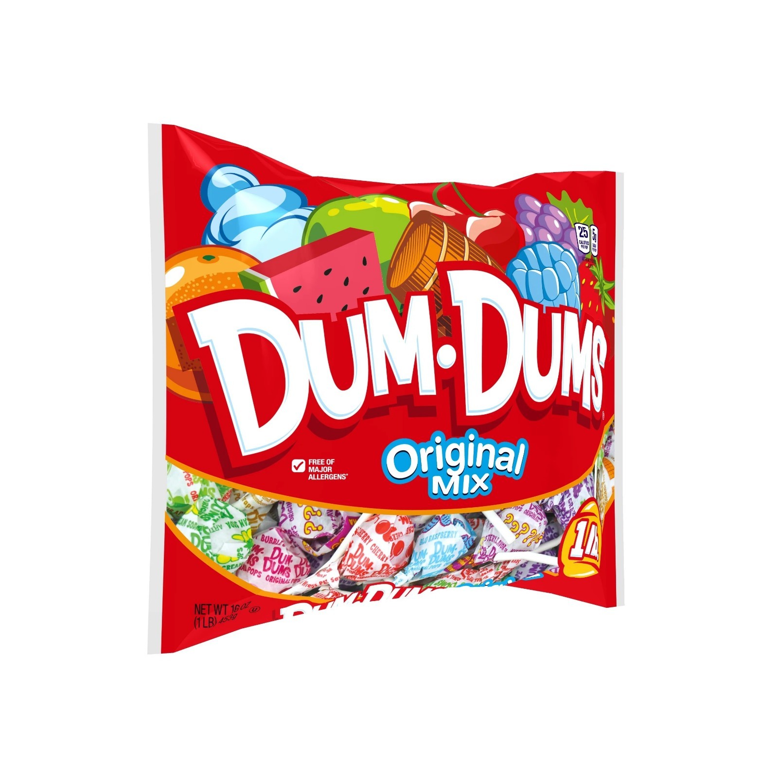 Dum Dums Original Mix Lollipops – Assorted Hard Candy, 16 oz Bag