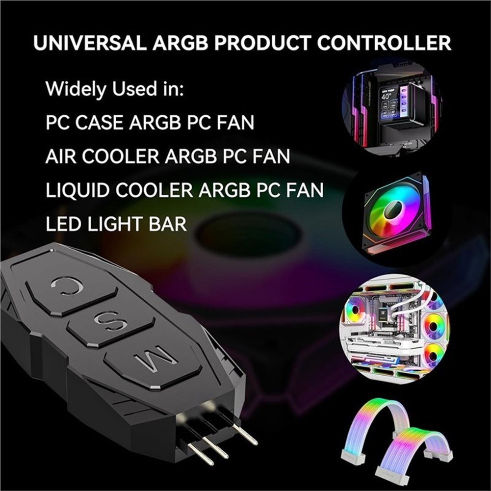 ARGB Controller with Remote 5V 3-Pin RGB Lighting Control for PC Build