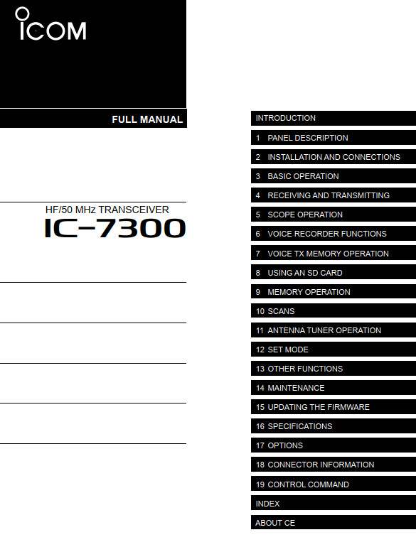 Icom IC-7300 Basic Manual & Service Manual & Full Manual on CD