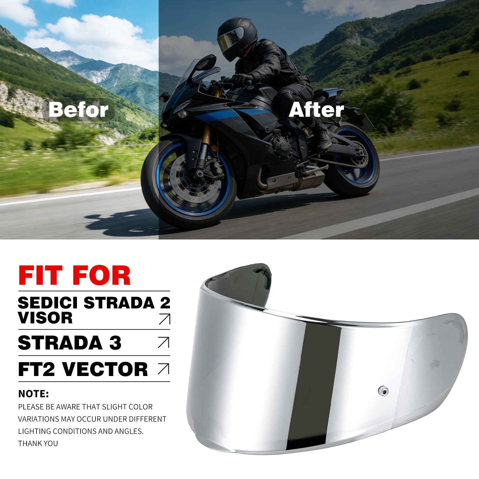 Motorcycle Helmet Visor Shield for SEDICI Strada II, FF397, FF801, FT2, VECTOR