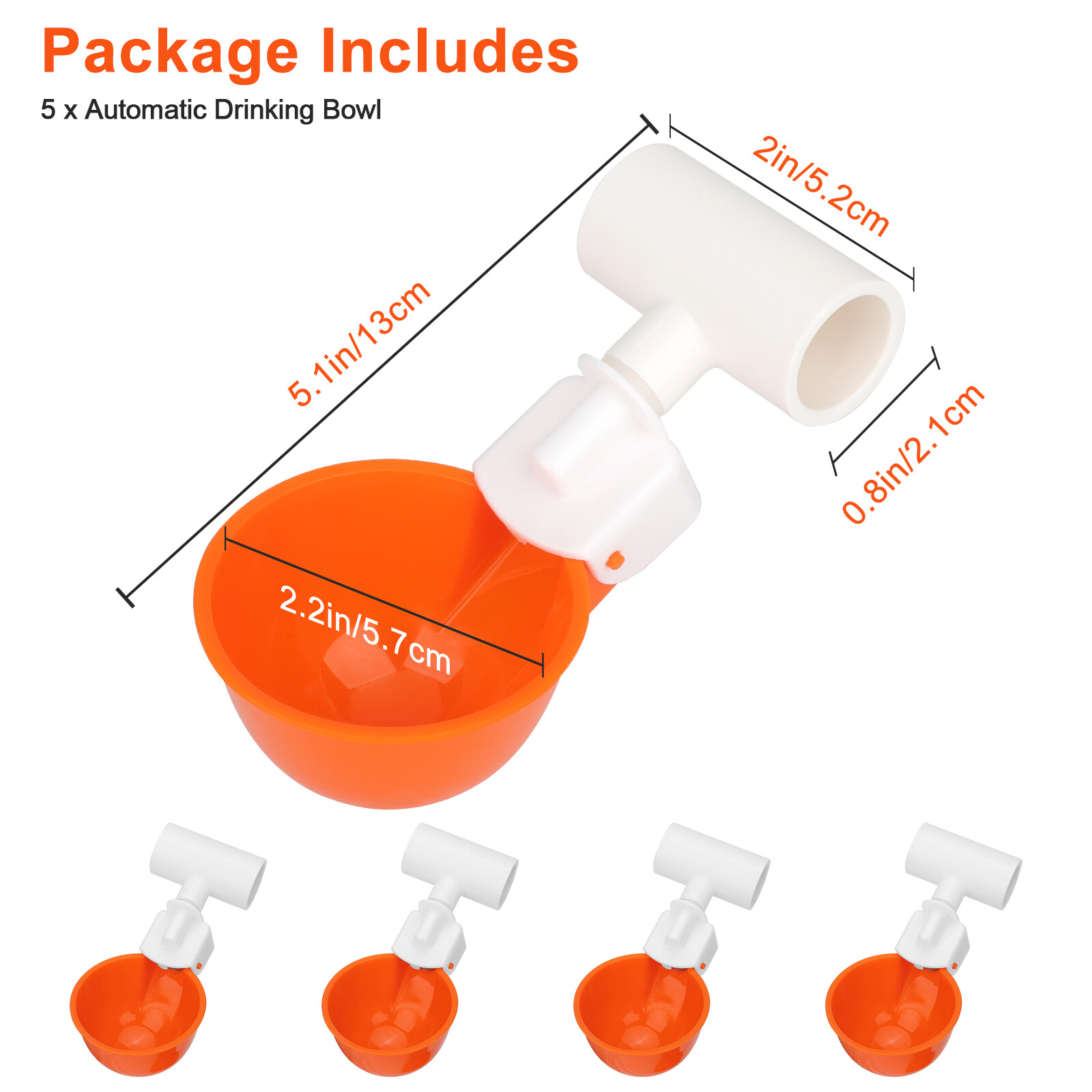 5 PCS Automatic Water Cups Poultry Drinker Waterer Chicken Ducks Quail Drinking