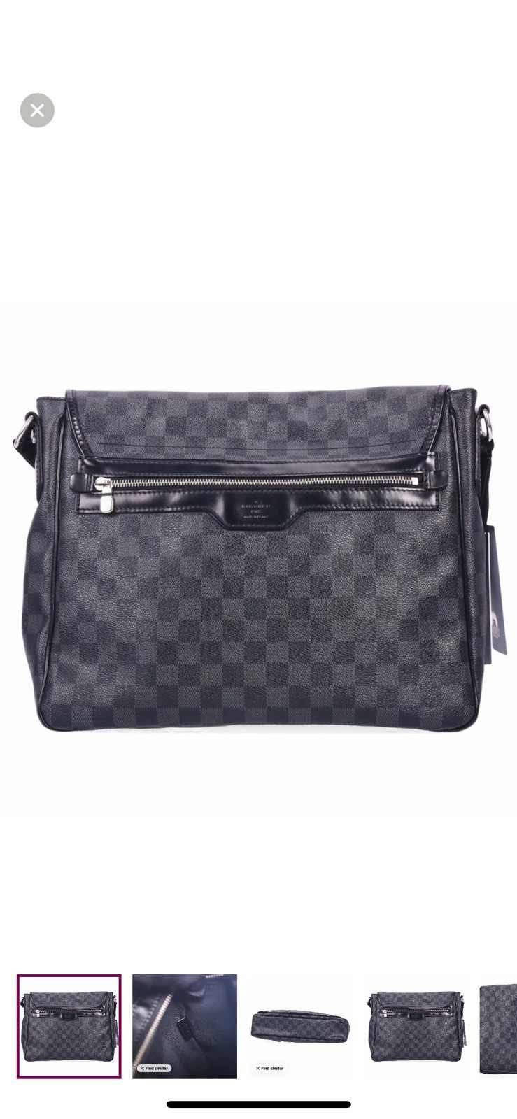 Louis Vuitton Damier Graphite Shoulder Bag Adjustable Strap Zipper Accent Unisex