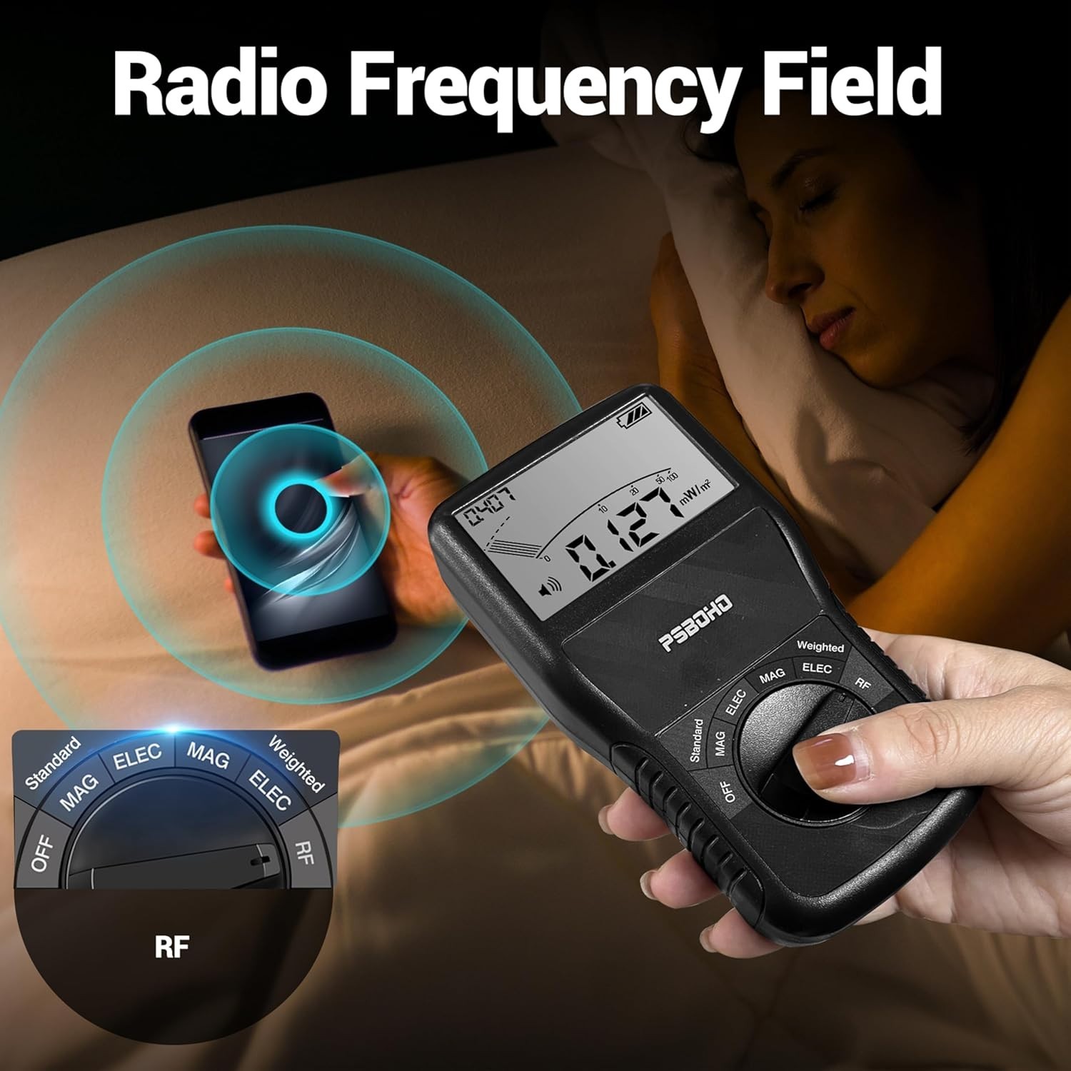 EMF Meter, 3-in-1 Multi-Field Electromagnetic Radiation Detector for EF RF MF...