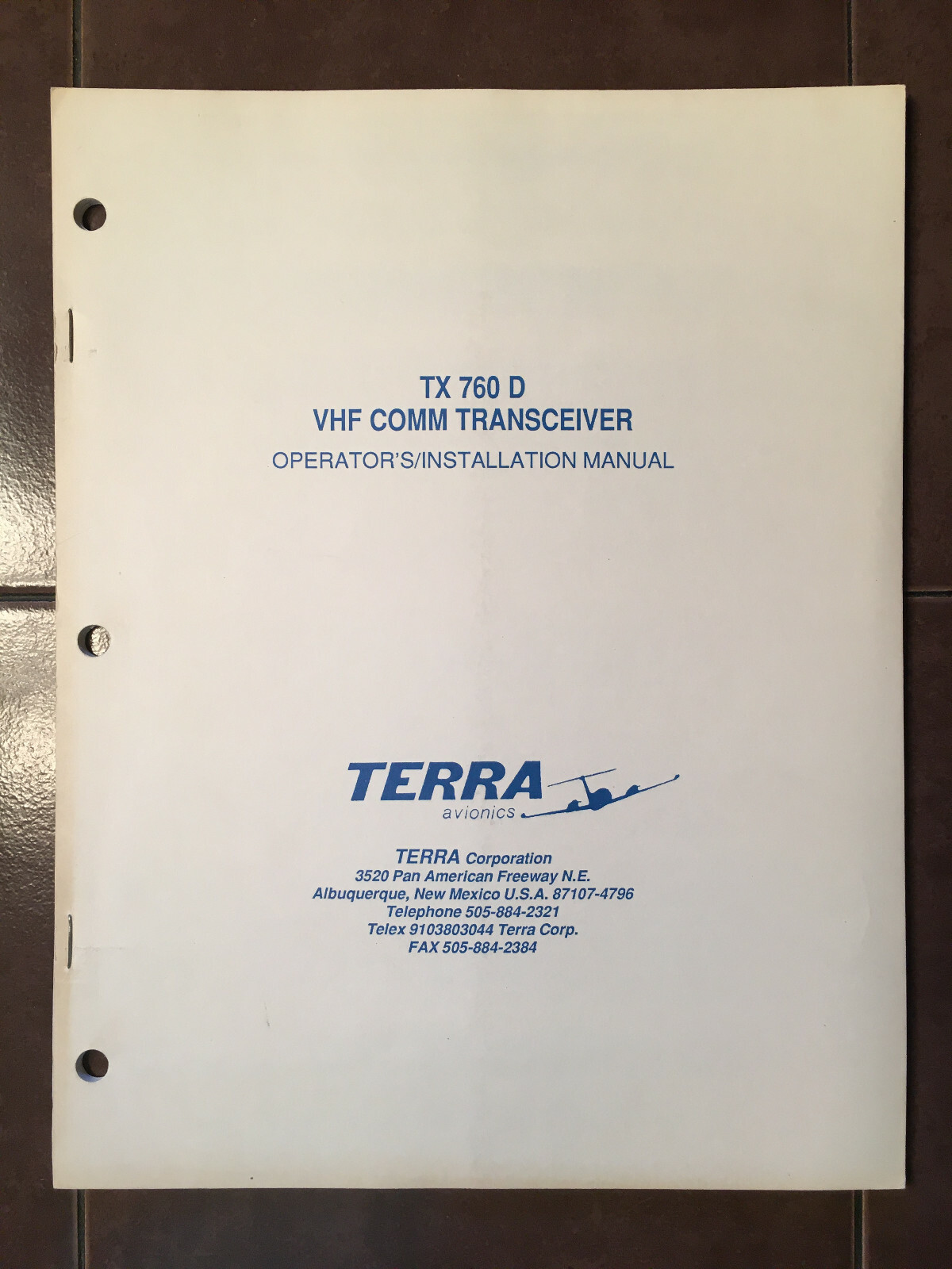 Terra 760D VHF Install manual