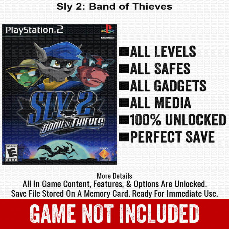 Sly 2 Band of Thieves 100% PS2 Memory Card All CHEATS ITEMS