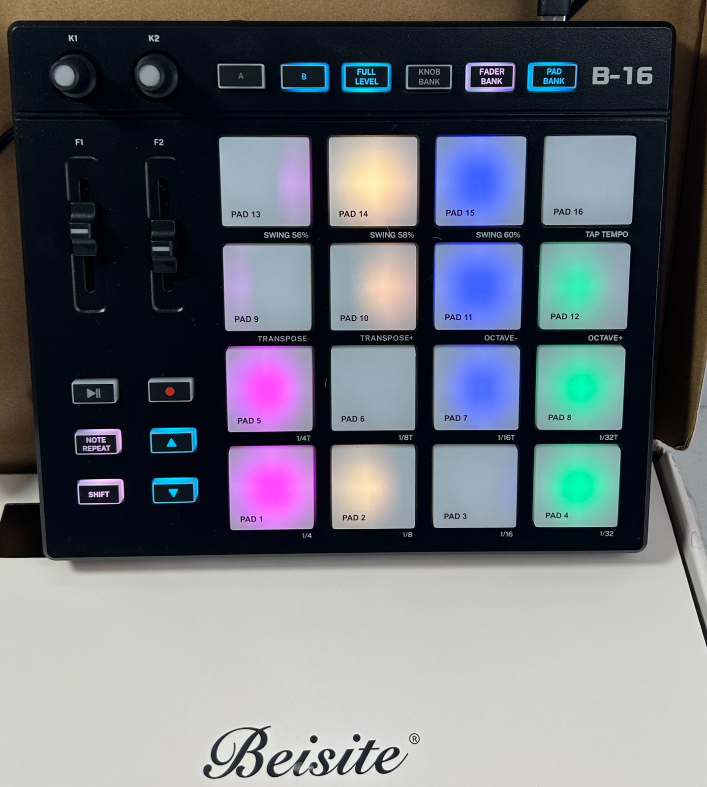 Beisite B-16 MIDI Pad Controller USB Drum Machine Beat Maker 16 Backlit Pads