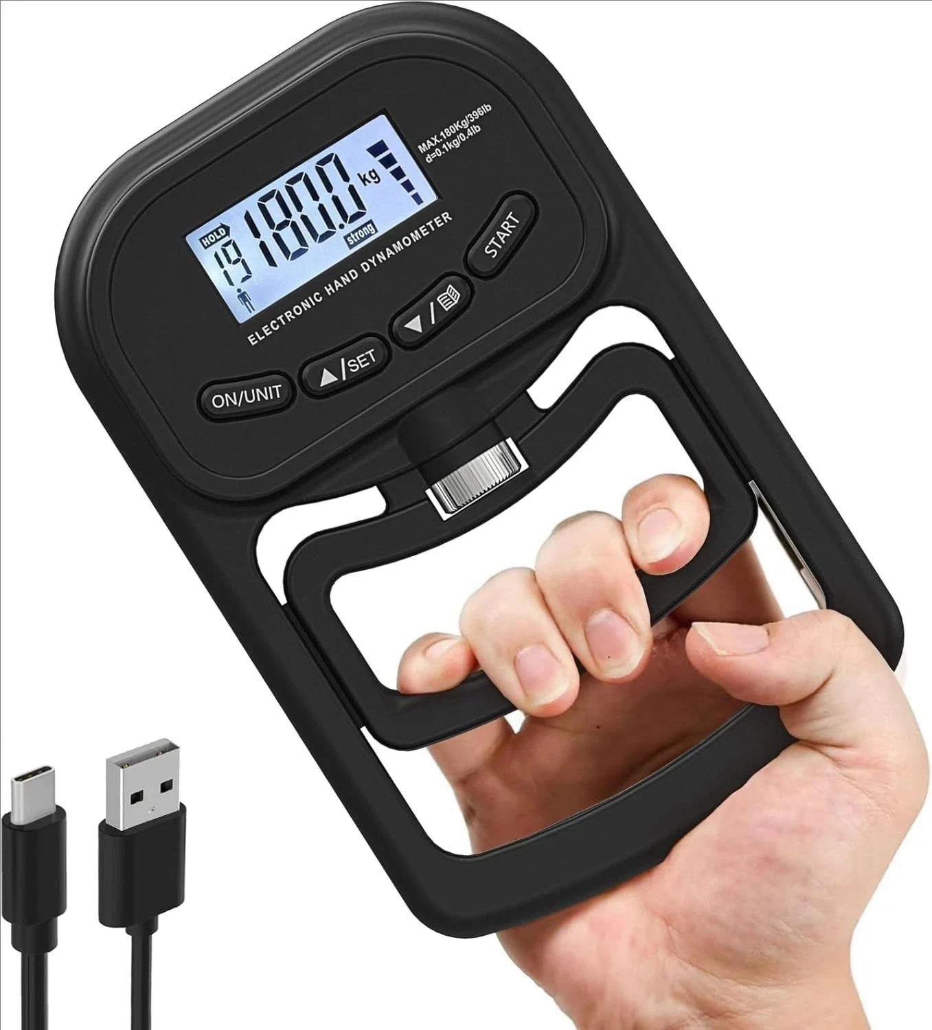 USA 396lbs180kg Grip Strength Tester Trainer Dynamometer Handgrip Measurer Meter