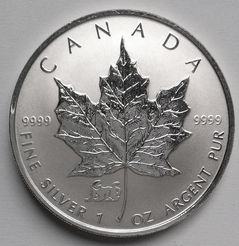 Canada 1998 Maple Leaf Tiger Privy Mark Silver $5 Coin 1oz Uncirculated