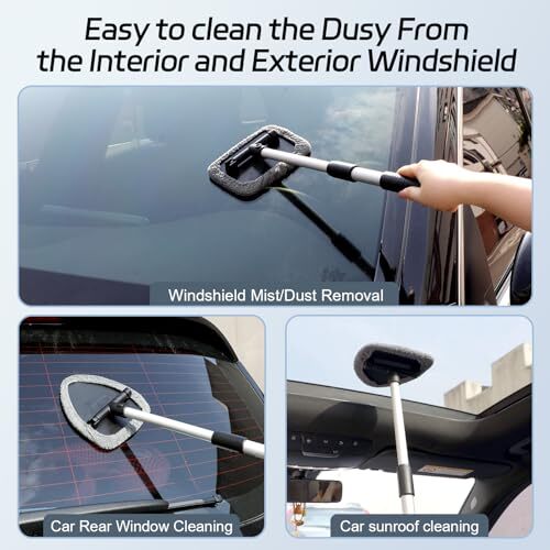 Windshield Cleaner Tool, Car Window Cleaner Tool with 4 Pcs Reusable