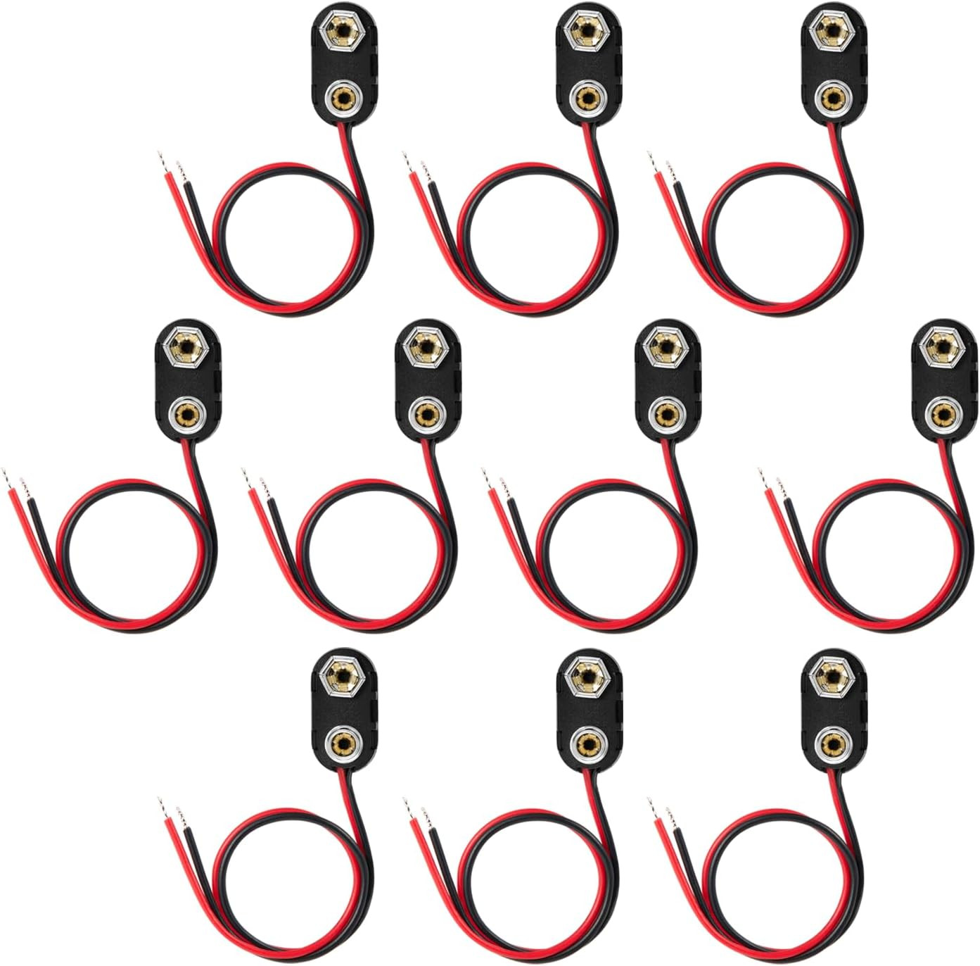 CHANZON UL Wires 10Packs 9V Battery Connector Clip with Leads Wires Harness Hold