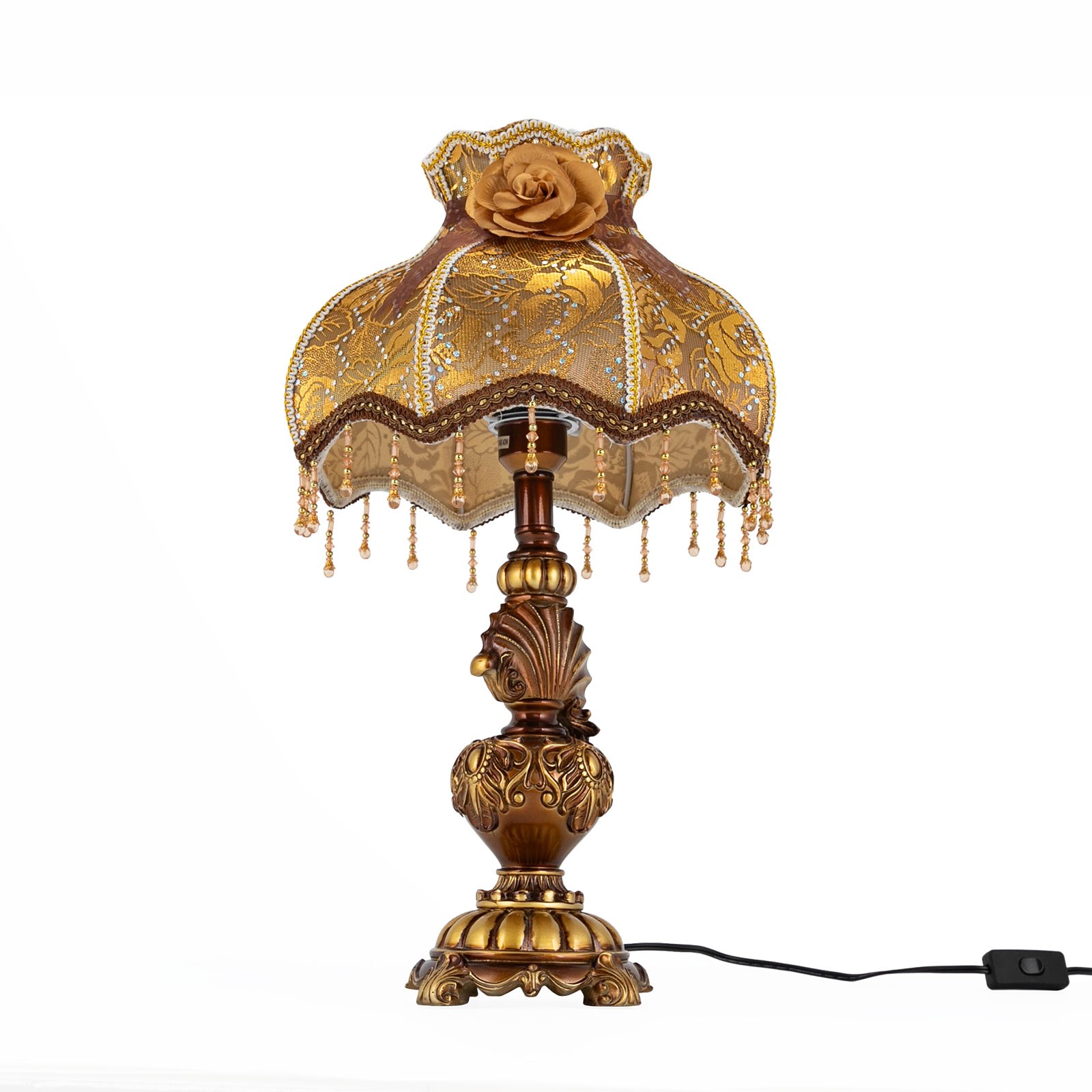 European Style Flower Table Lamp with Push-Button Switch and Elegant Design