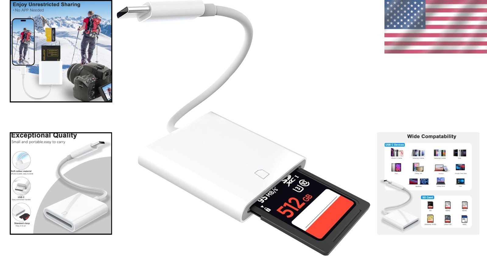 USB C to SD Card Camera Reader for Iphone 16 15, [Mfi Certified] USB C to Memory