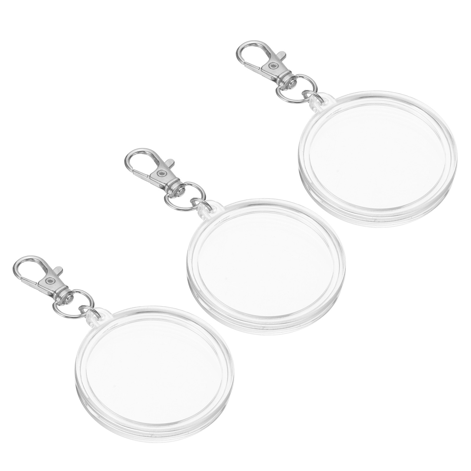 Plastic Coin Keychain Holder, 3pcs Round Coin Case, Silver