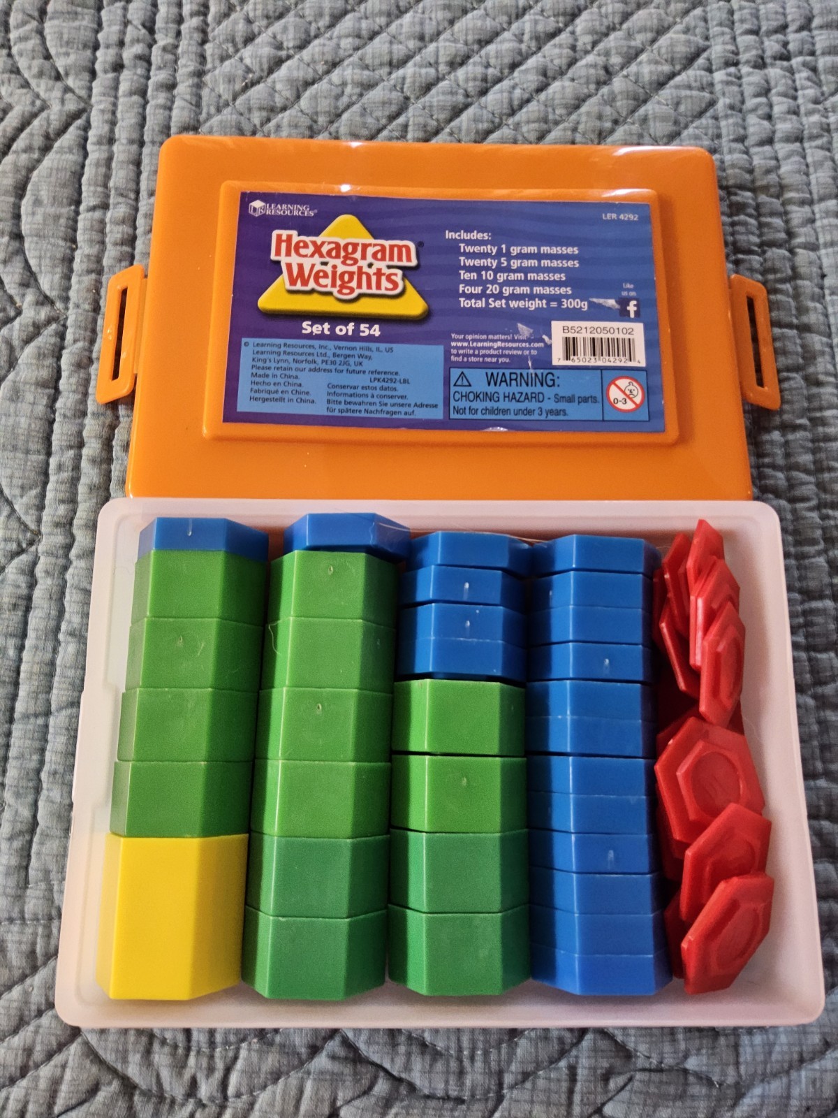 Home School Kit -Learning Resources Hexagram Weights  Set of 54 Pieces with Case