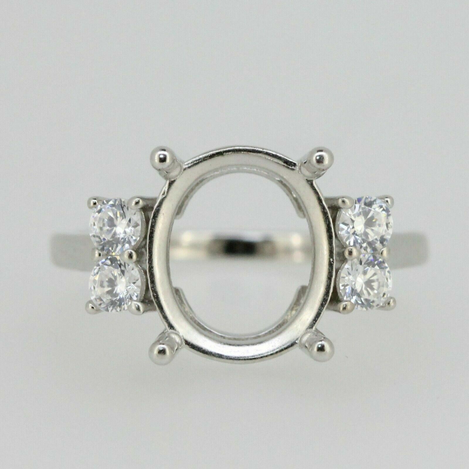 Sterling Silver Semi Mount Ring Setting OV 12x10mm