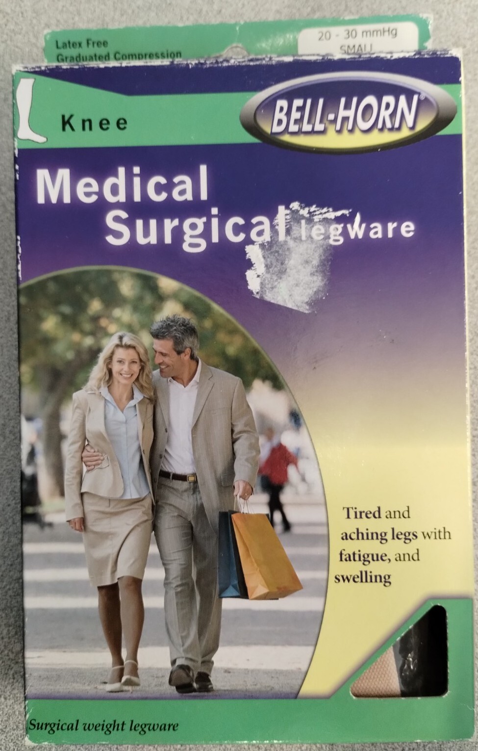 BELL-HORN 20-30 mmHg Knee Length Closed Toe Compression Sock  size Small  Beige