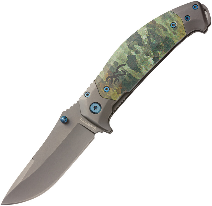Browning TDX Linerlock Camo Folding Stainless Drop Point Pocket Knife 0374