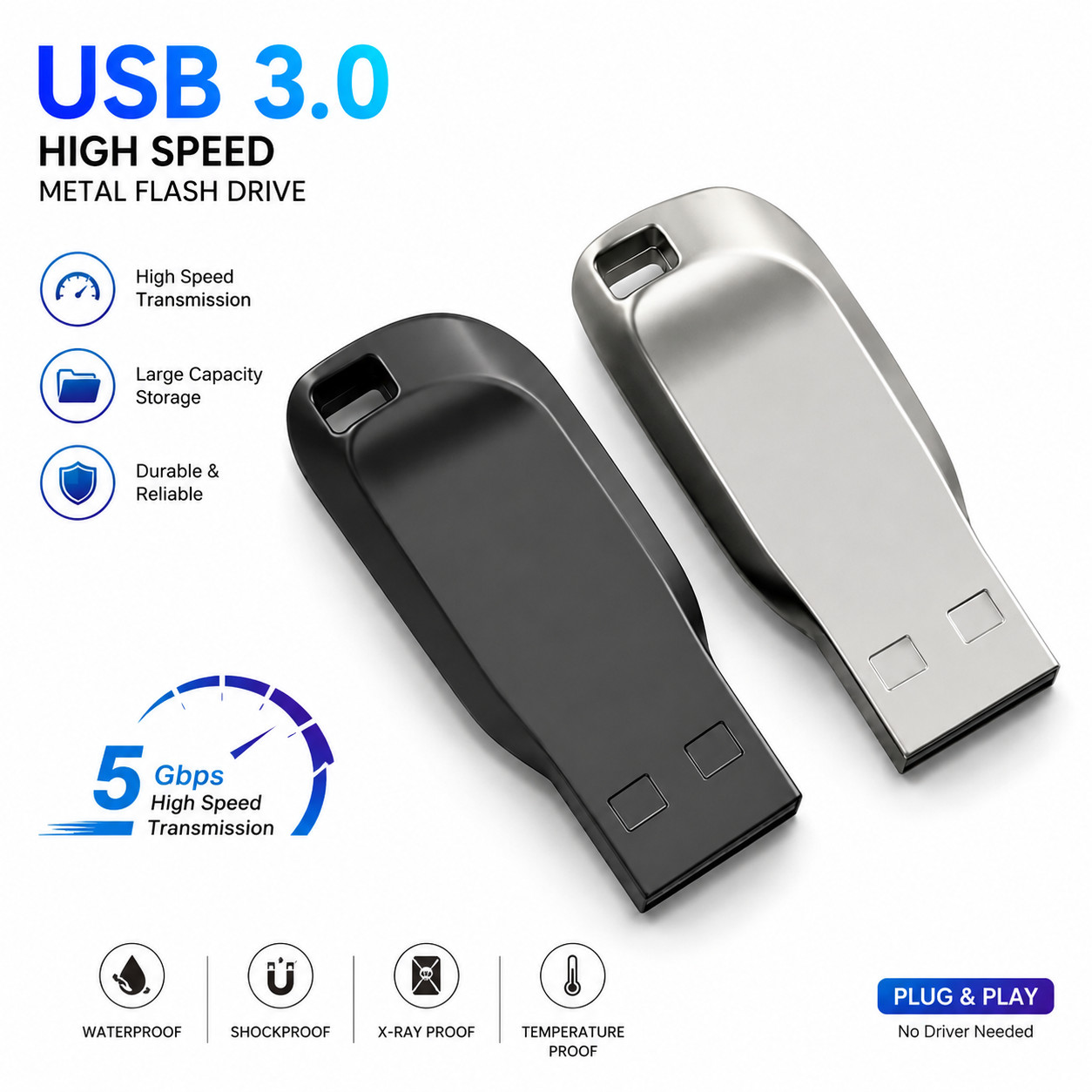 2TB USB 3.0 Flash Drive High Speed Metal USB-A Memory Stick Drive