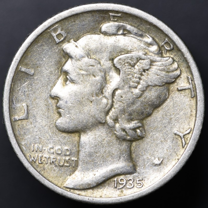 1935-P 10c Mercury Dime SUPER NICE AU 90% Silver (#8834)