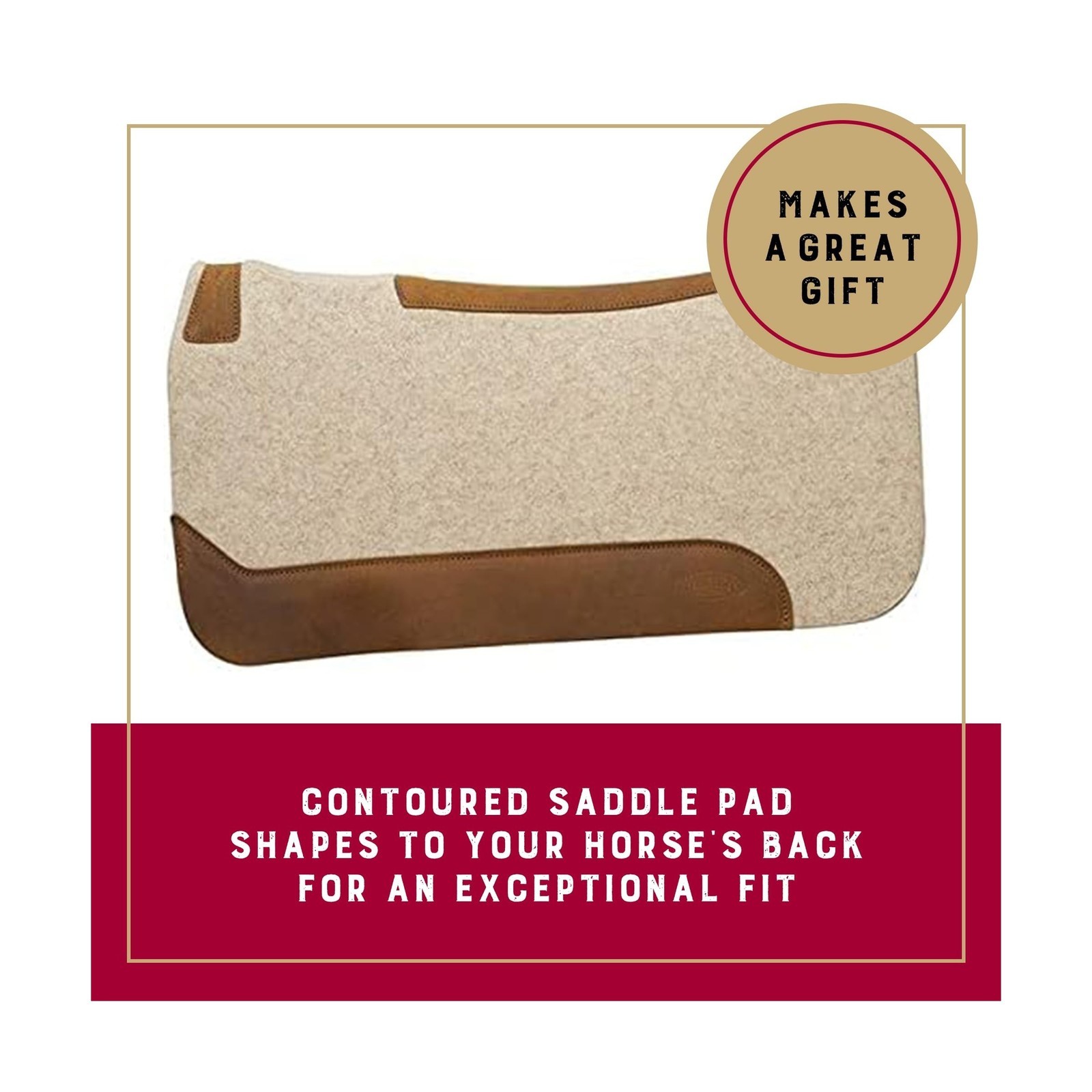 Weaver Equine 30" x 30" Contoured Wool Blend Felt Horse Saddle Pad, Shock Abs...