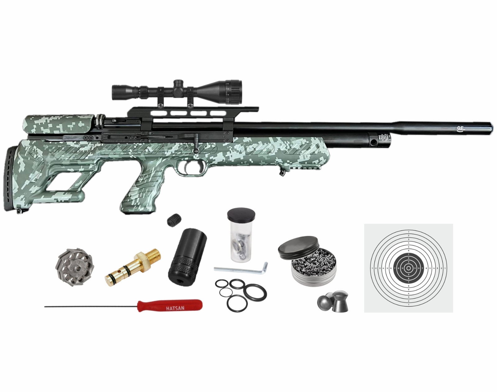 Hatsan BullBoss Limited Edition .25 Cal PCP DG Air Rifle w/Targets&Pellets&Scope