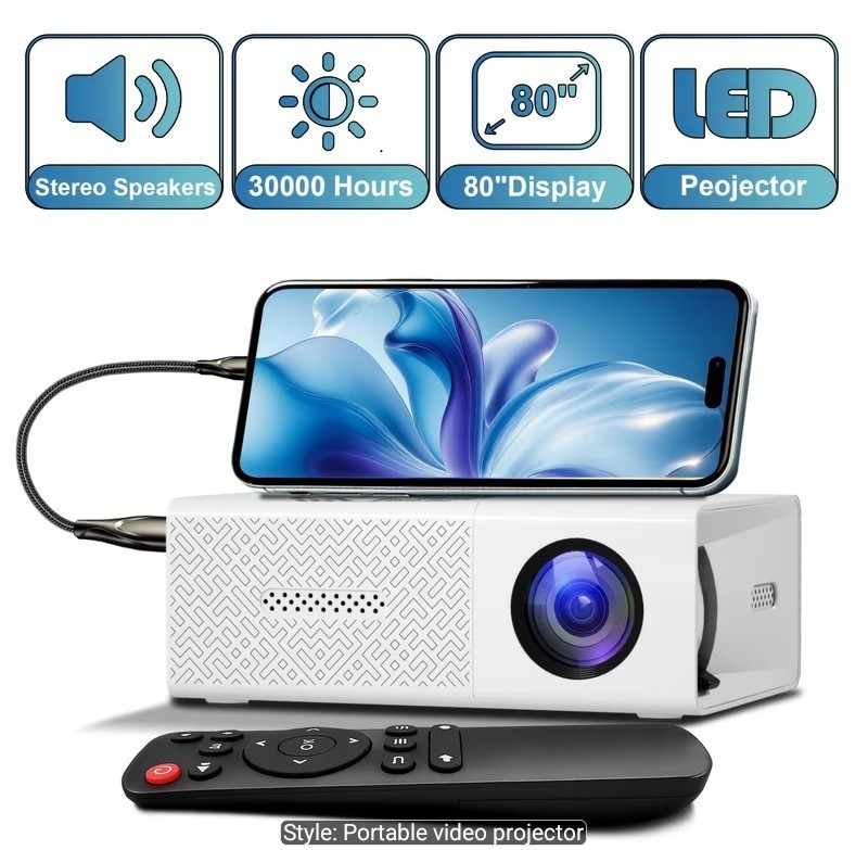 High-definition Mini Projector, "Wired Screen Mirroring For Mobile Phones".
