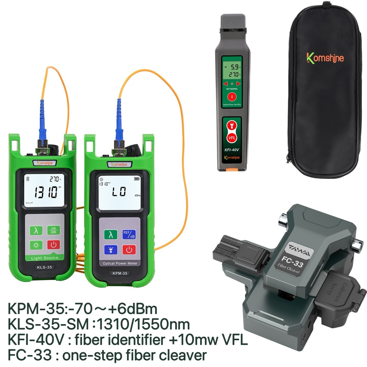 KFI-40V Fiber Identifier/KPM-35 OPM/KLS-35 SM Light Source/FC-33 Fiber Cleaver