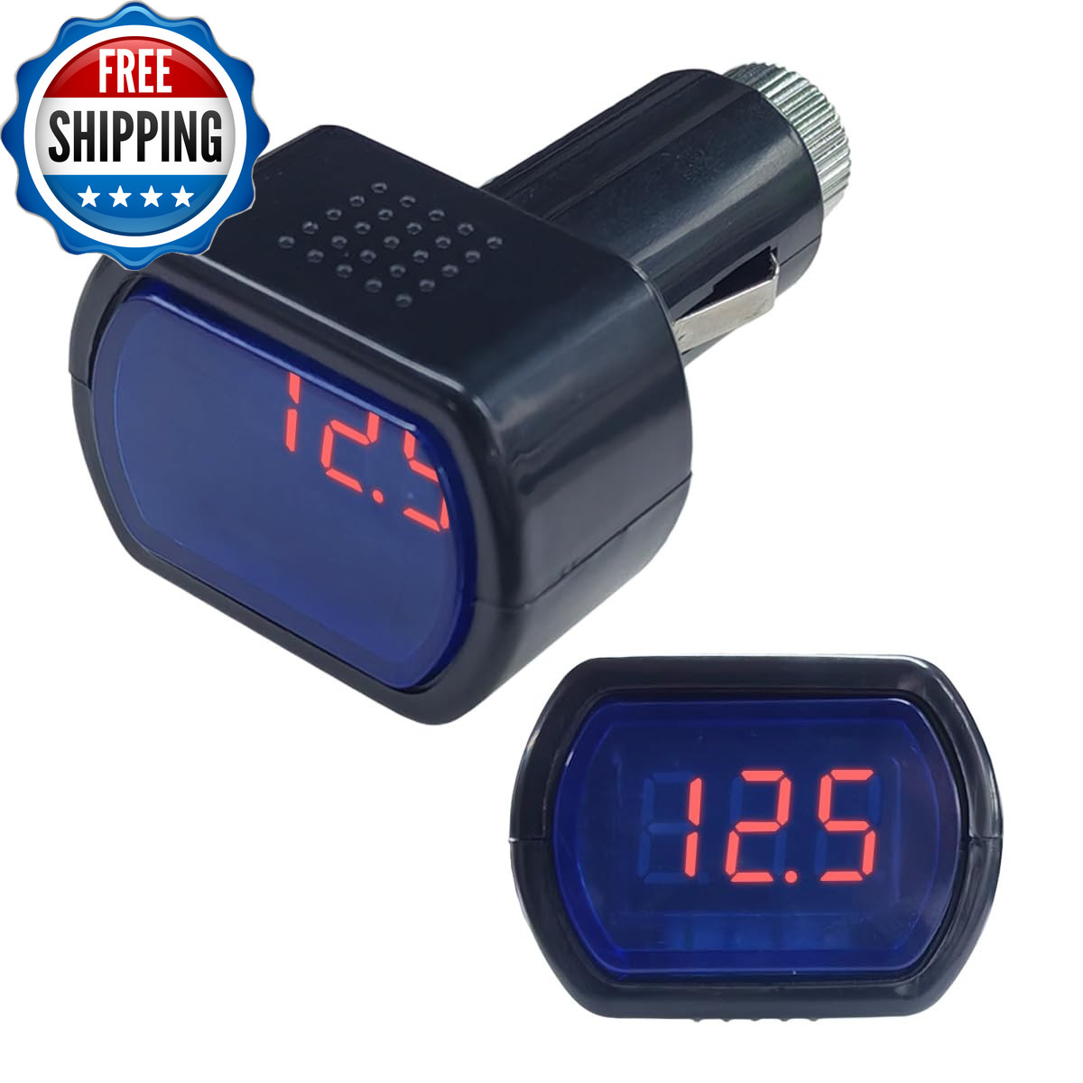 Car LED Digital Voltmeter DC 12V/24V Cigarette Lighter Voltage Meter...