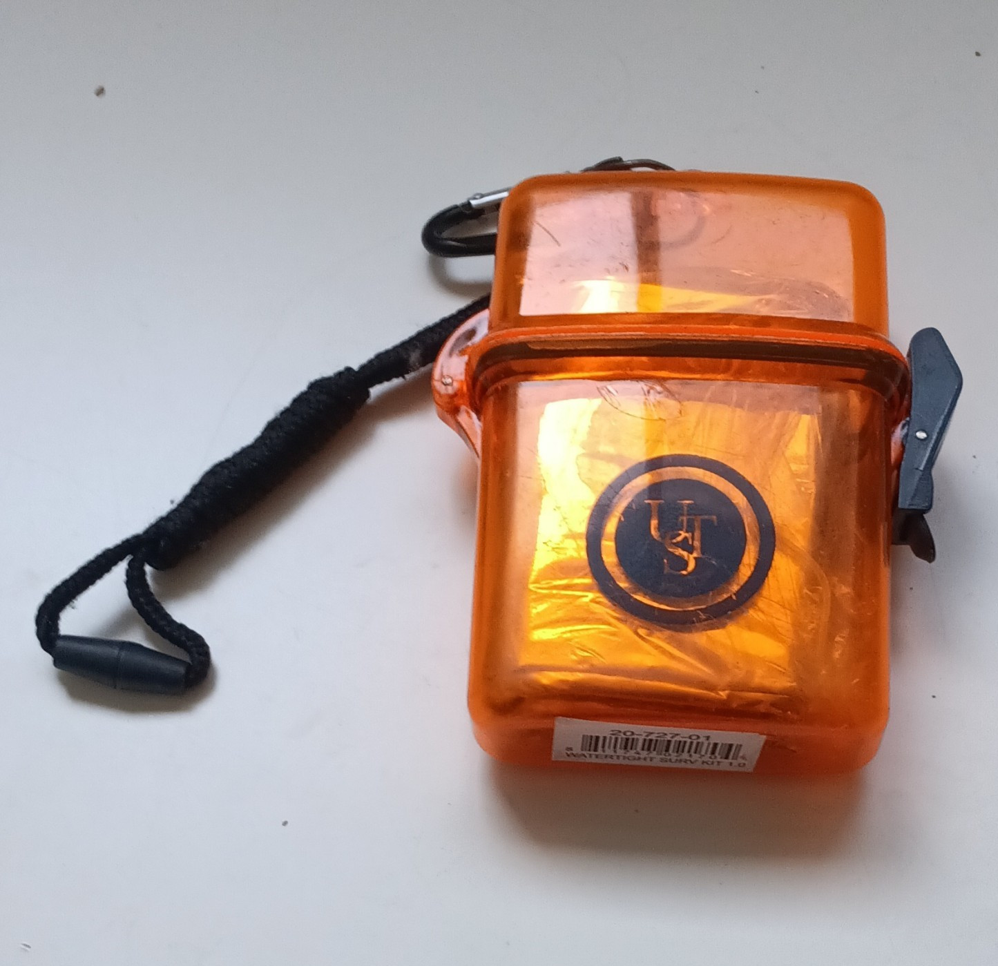 Orange Fire Starter Kit Plastic Keychain Case for Camping Hiking Backpacking