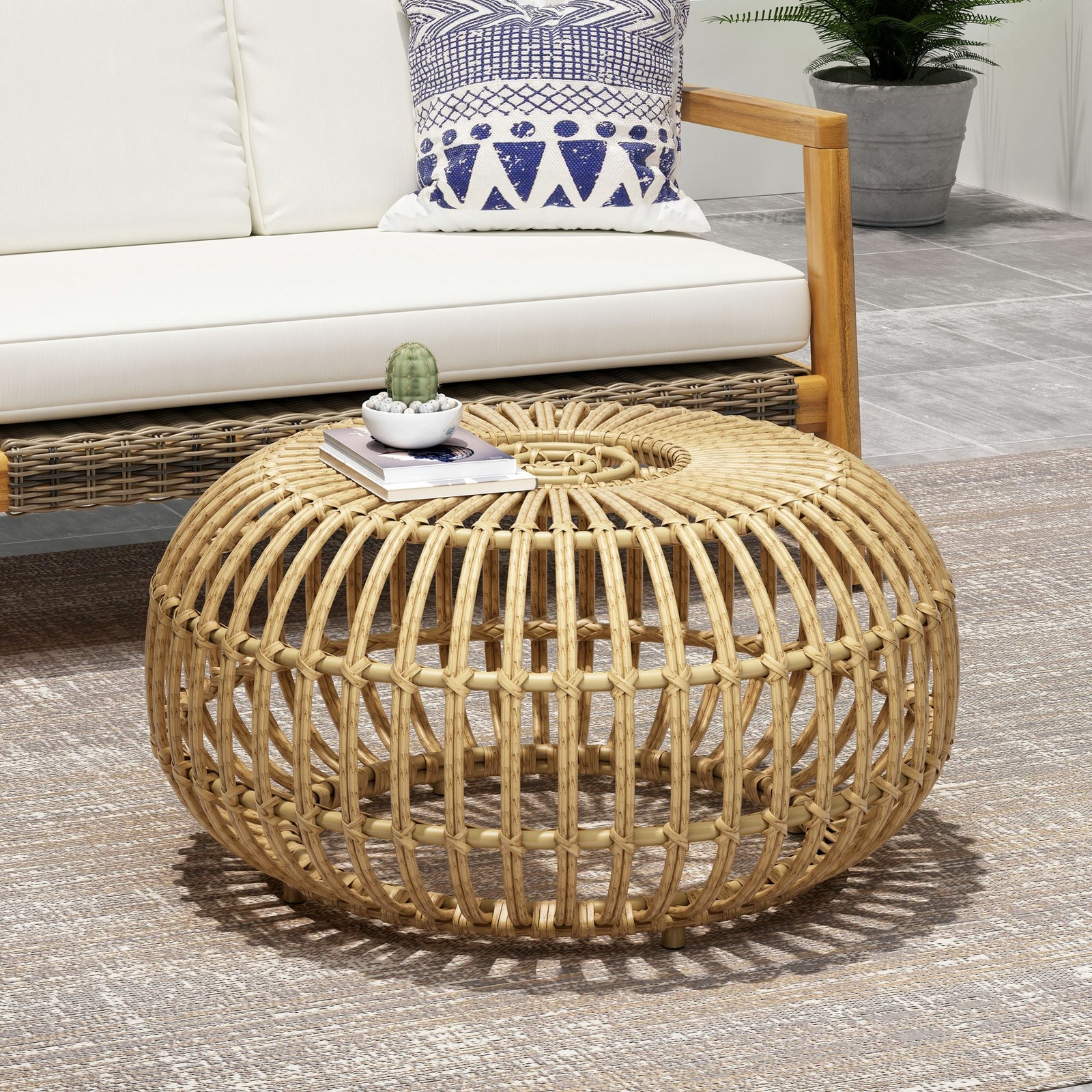 Whitetail Outdoor Boho Wicker Coffee Table