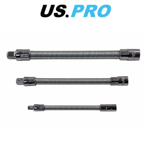 US PRO 3 Piece Flexible Extension Bar Adaptor Set - 1/4" 3/8" 1/2" Drives 4144