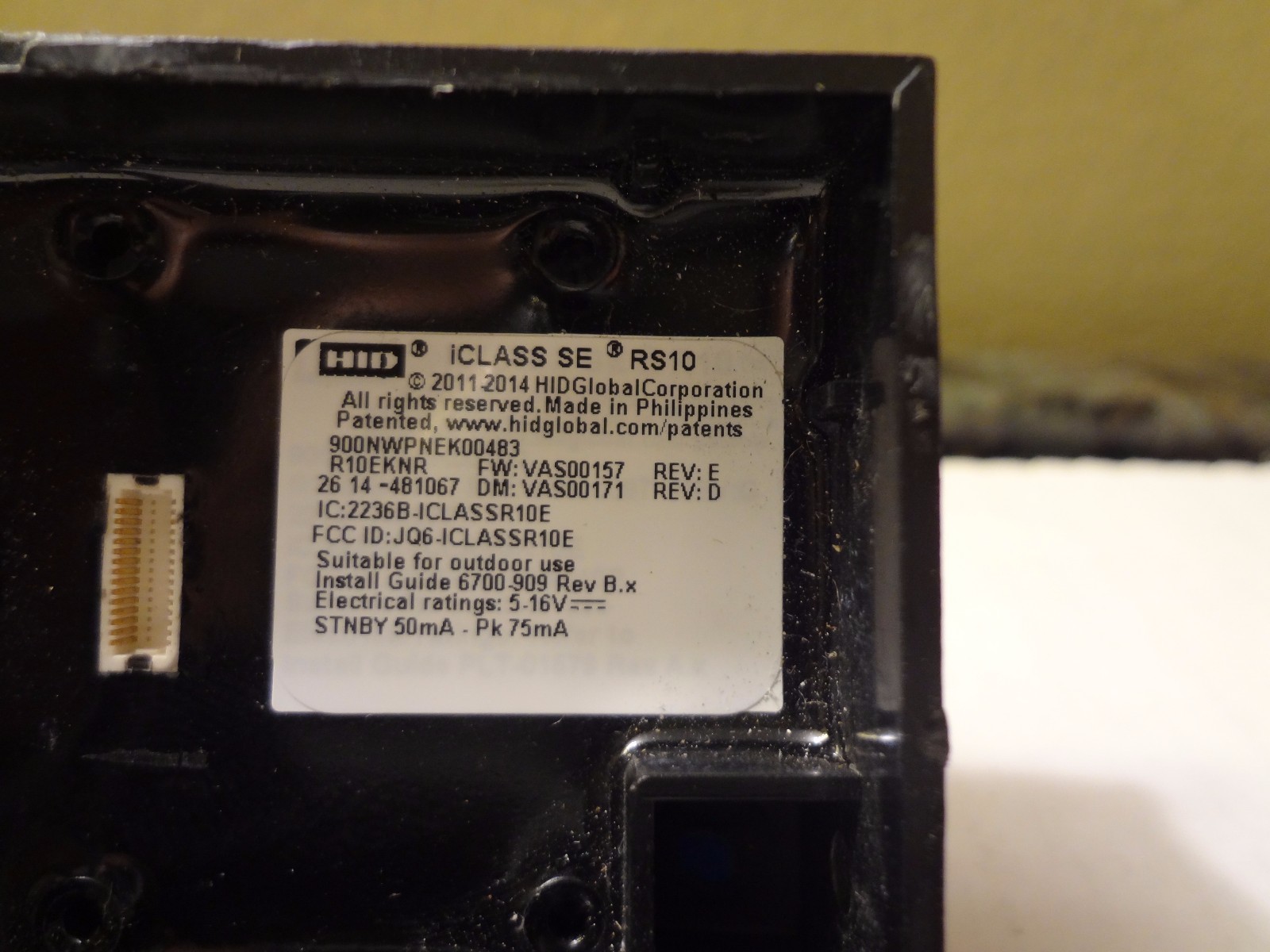 HID iClass RS10 900NWPNEK00483 Wall Switch Reader FREE SHIPPING !!!