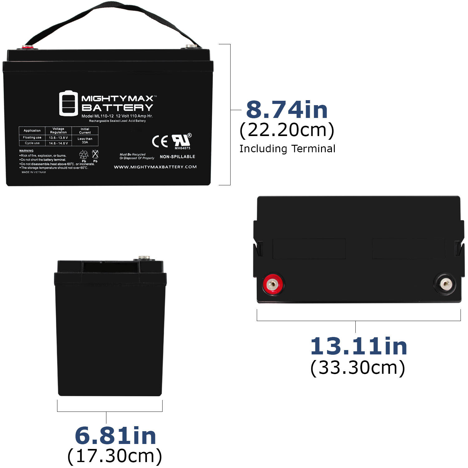Mighty Max 12V 110AH SLA AGM Battery Replacement for Group 31