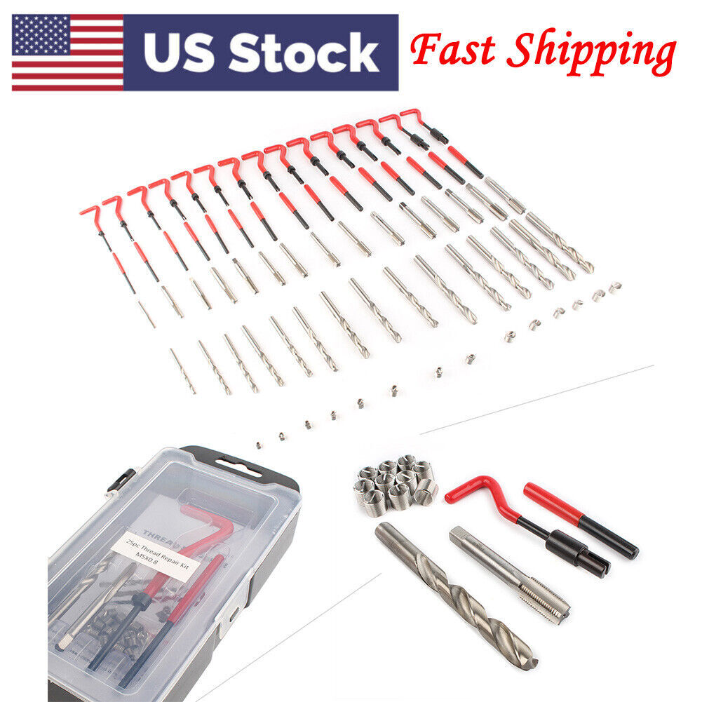 Car Metric Thread Repair Tool Insert Kit M5 M6 M8 M10 M12 M14 Helicoil Coil USA
