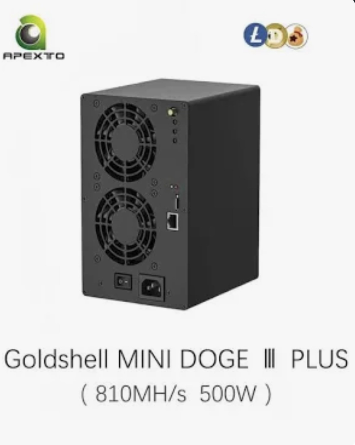 Goldshell Mini DOGE 3 III Plus 810MH/s 500W LTC DOGE BELLS Miner with PSU