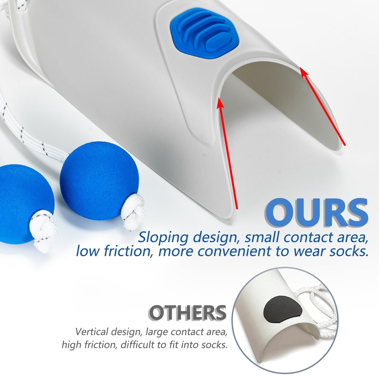 Sock Aid - Socks Helper with Adjustable Cords, Easy on 1, Ash Gray