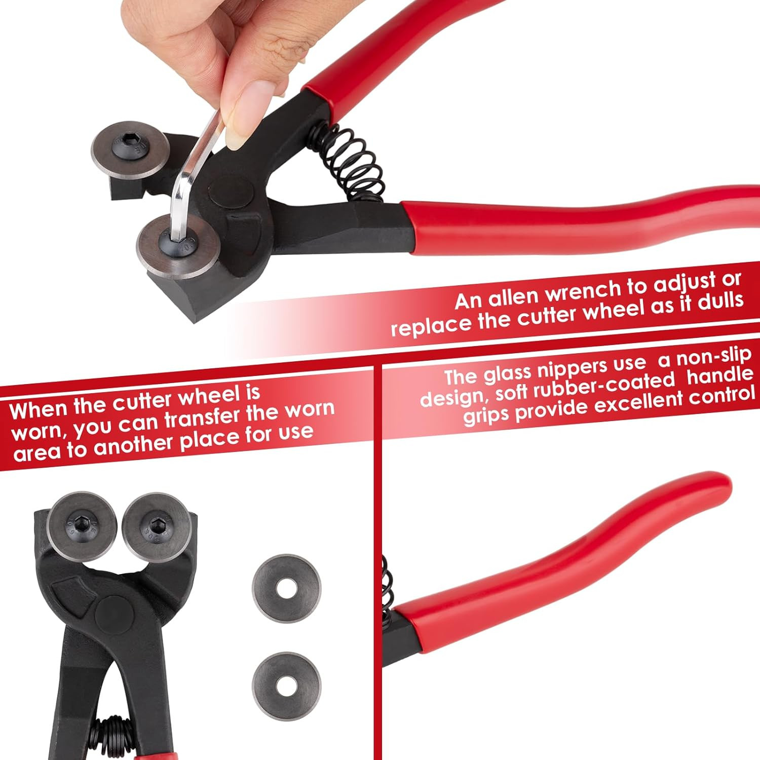 Glass Tile Nippers 7", Heavy Duty Wheeled Glass Mosaic Nipper, Glass Nippers ...