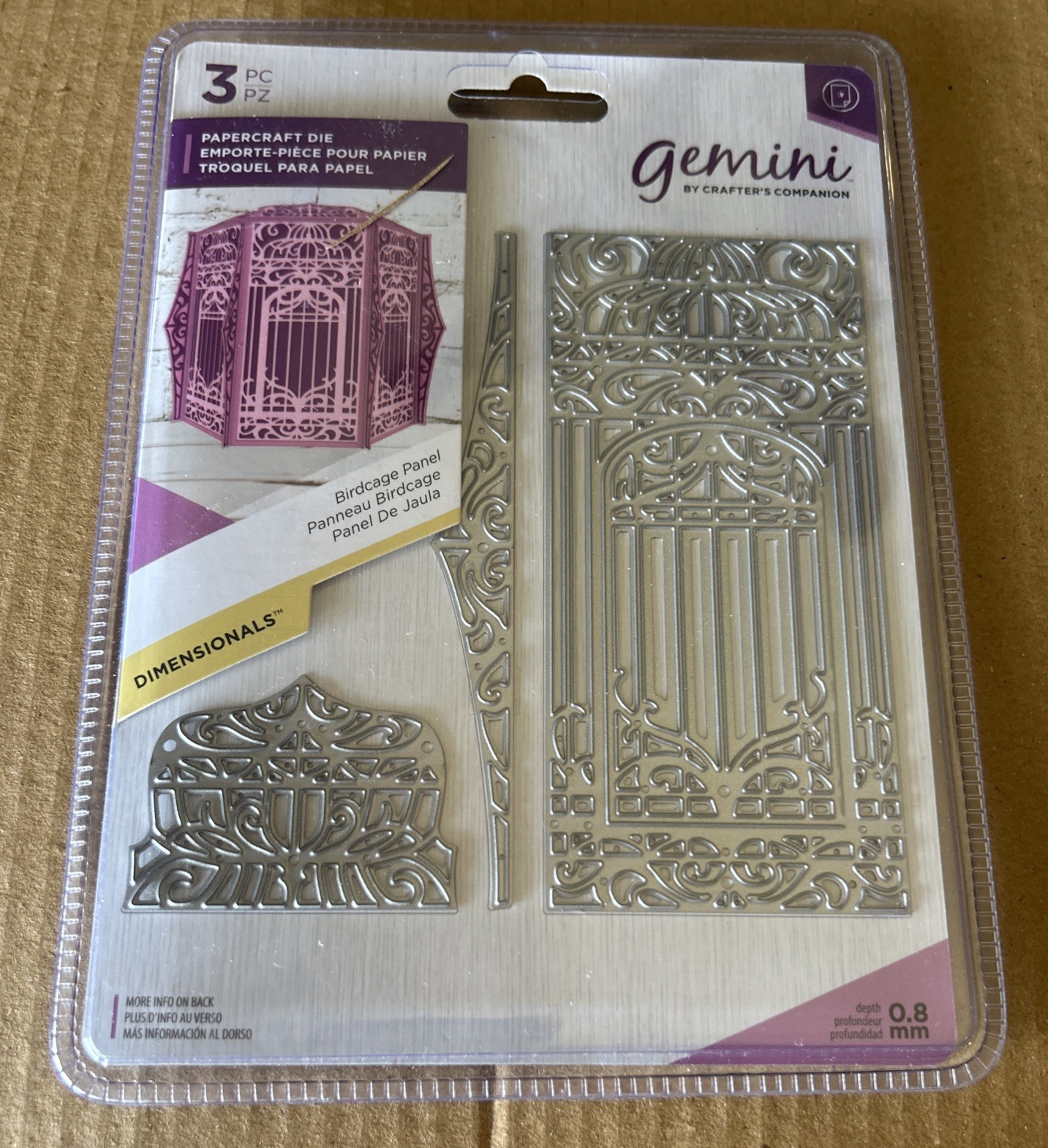 Crafters Companion Gemini Treasure Box Dimensional Dies Birdcage Panel New