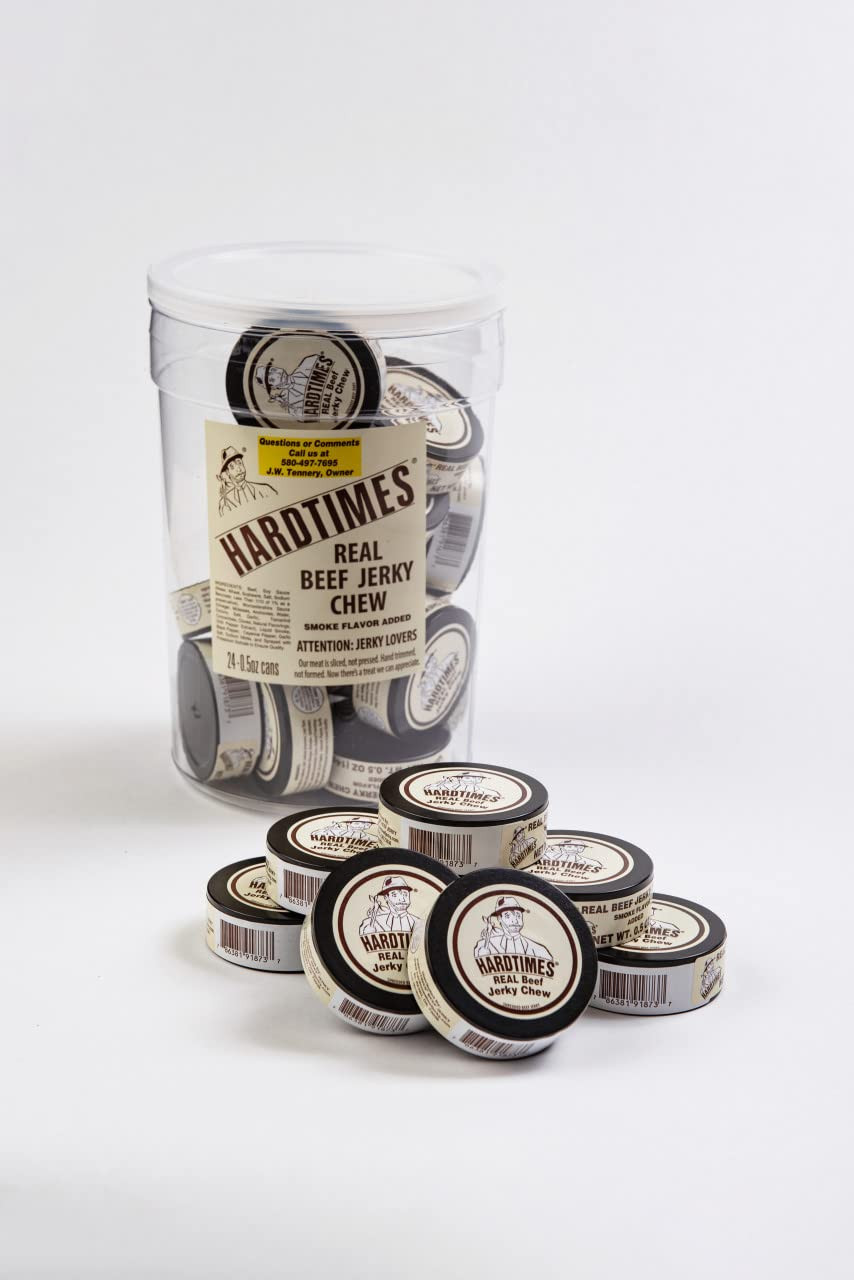 Hardtimes Handcrafted Beef Jerky Chew - Original Flavor - 24 Pack of 1/2 Oz. Can