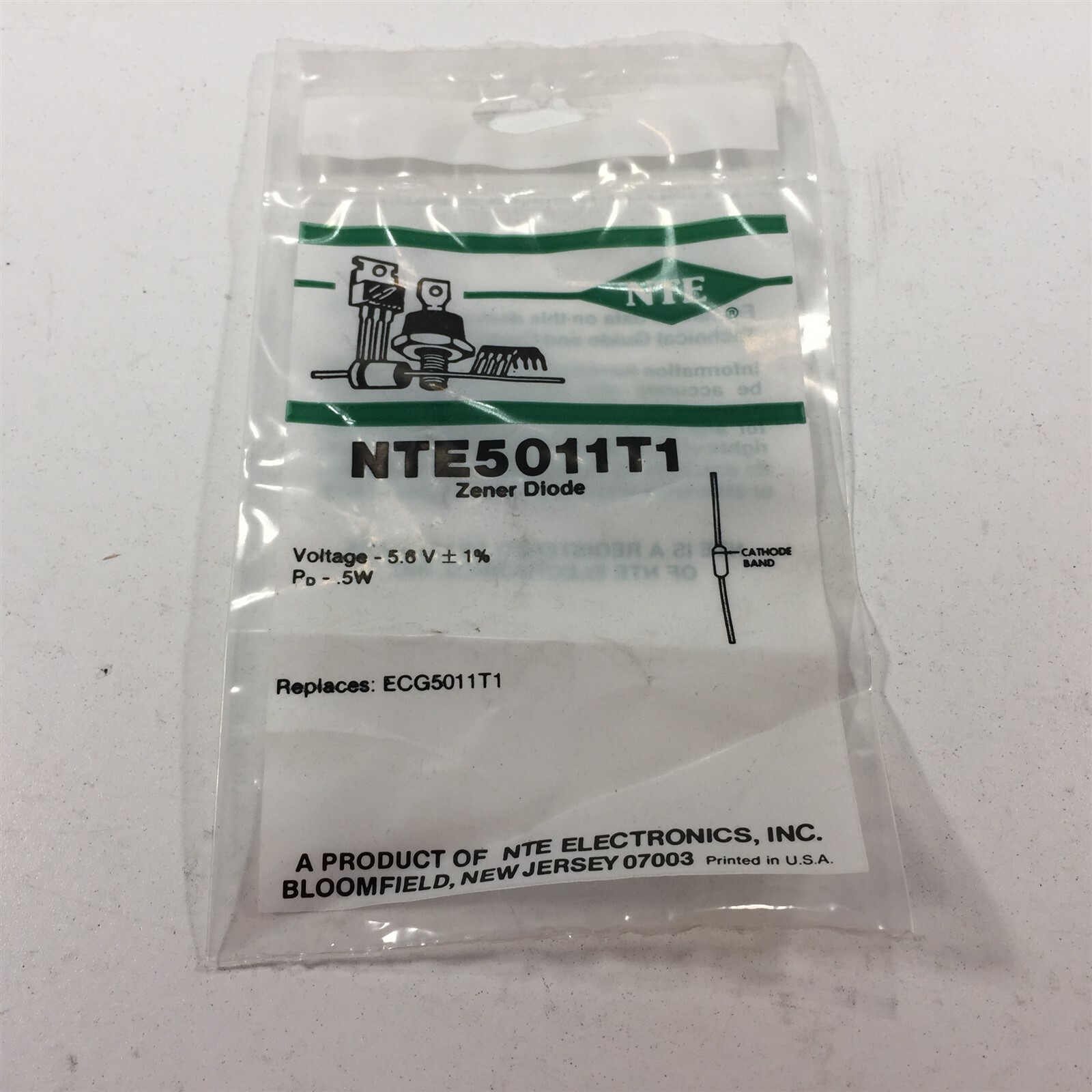 (3) NTE5011T1 Zener Diode, 500mW - Lot of 3