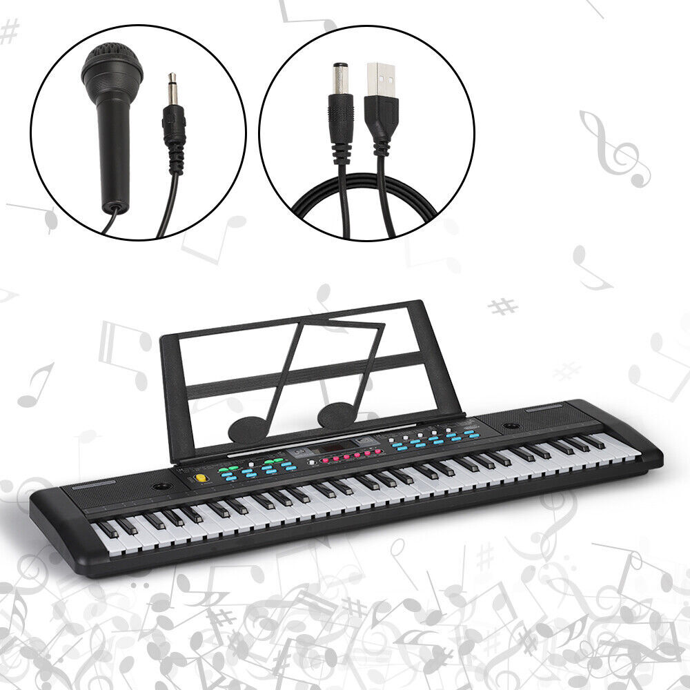 Digital Piano Keyboard 61 Key Portable Electronic Professional Instrument w/Mic